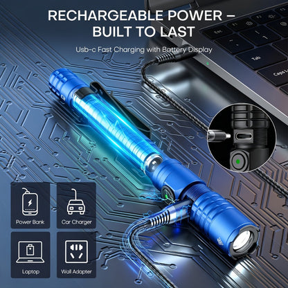 Tactical Penlight 1200 Lumen EDC Flashlight, High-Brightness Torch with Tail Switch Multi-Mode, Slim Pocket Light for Everyday Carry