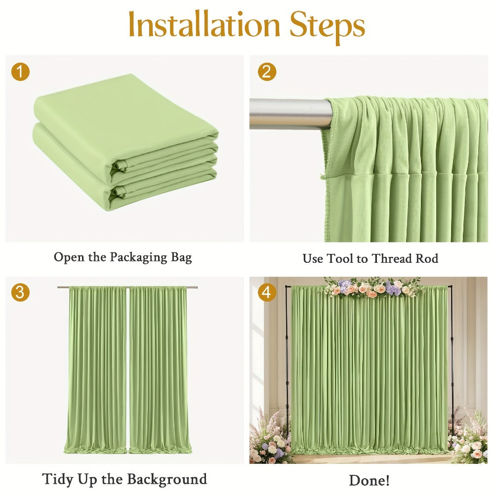 Backdrop Curtains 4 Pack 59x118 Inch, Wrinkle-Resistant Non-Transparent Party Decoration Fabric with Pole Pocket