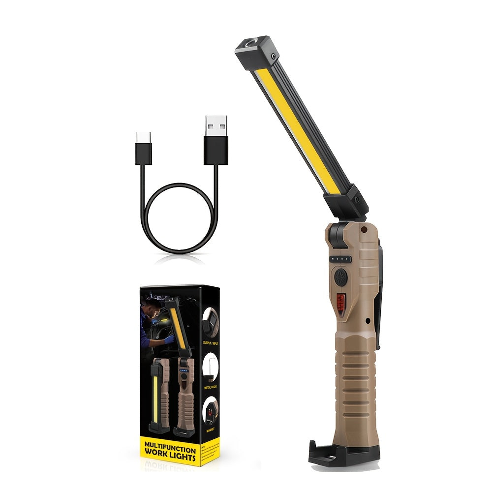 COB LED Work Light Magnetic Base Rechargeable USB 20000 Lumens 7 Modes 180° Rotation Portable for Entryways, Bedrooms and Living Spaces