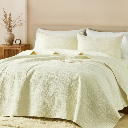 Quilt Coverlet Set 2-3 Piece Lightweight Microfiber Bedspread Coin Pattern Soft Skin-Friendly Anti-Allergy Machine Washable Twin Full Queen