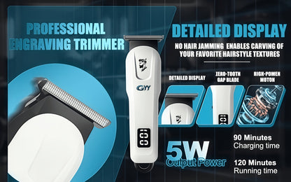 Hair Clipper Kit with Scissors for Home & Salon – Professional Stainless Steel Blade, Digital Display, USB Rechargeable Hair Cutting Set