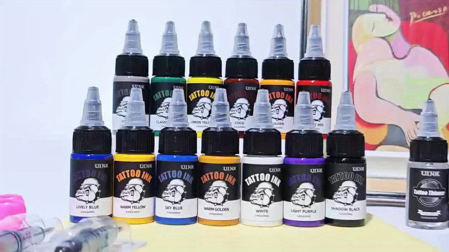 Tattoo Ink Set Professional 7 & 18 Colors 20ml Large Bottle Tattoo Cartridge Ink Kit for Temporary Body Art, Festivals and Costumes