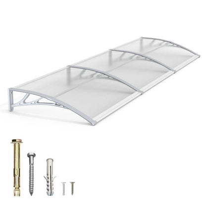 Window Awning Door Canopy Polycarbonate Overhang, UPF 50+ UV & Rain Protection, Leak-Proof Hollow Sheet