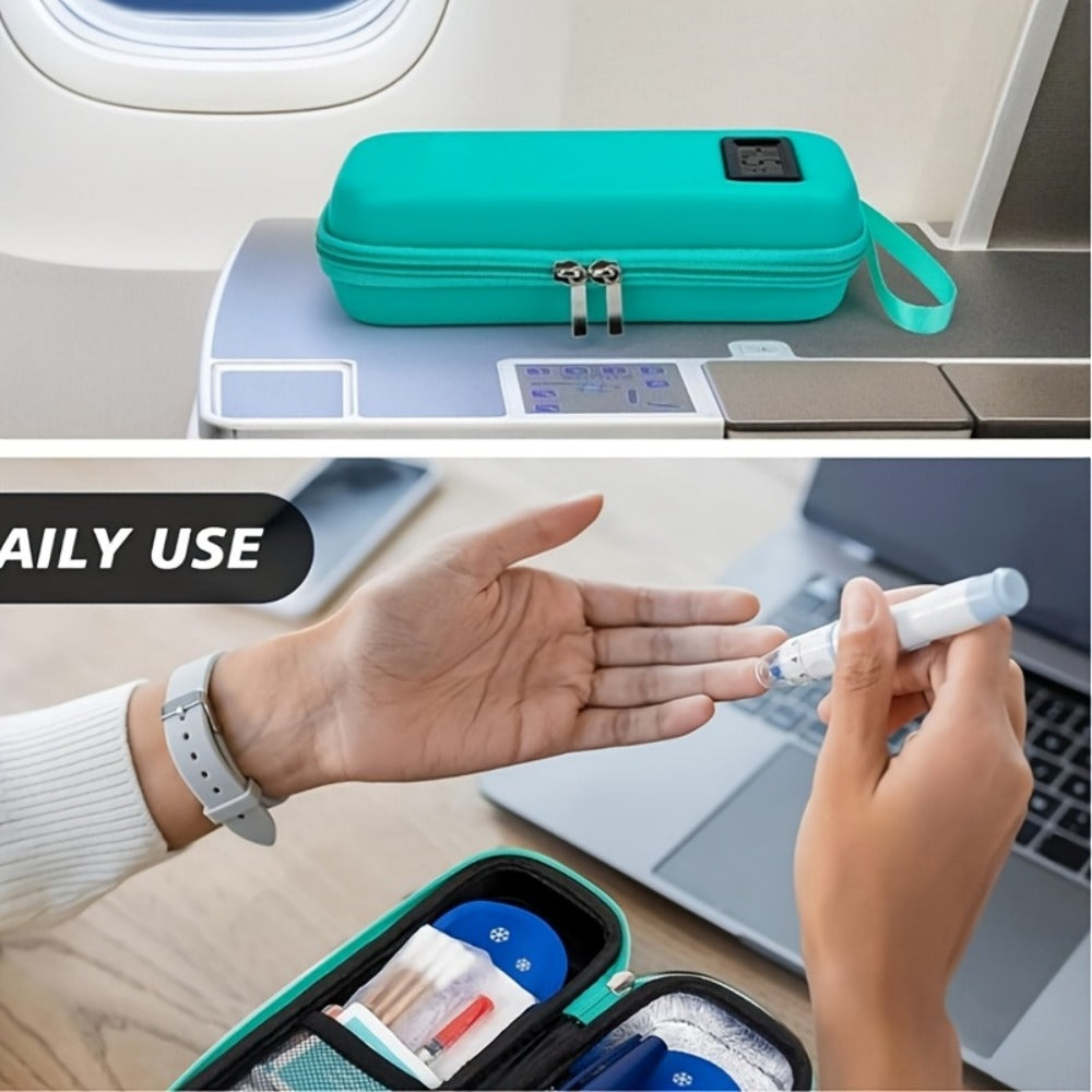 Insulin Travel Case with Temperature Monitor 2 TSA Approved Ice Packs Portable Diabetic Bag for Entryways, Bedrooms and Living Spaces