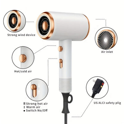 Ionic Hair Dryer 1600W with Diffuser Concentrator Nozzle 2 Speed 3 Heat Settings Cool Shot, for Home, Travel and Salon Hair Styling