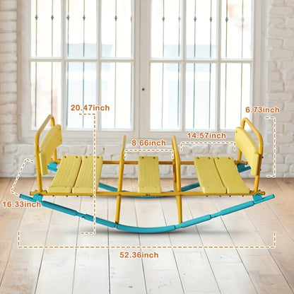 Kids Metal Teeter Totter 2-in-1 Seesaw & Rocker for Boys and Girls – 1 to 3 Person Indoor Outdoor Rocking Seesaw