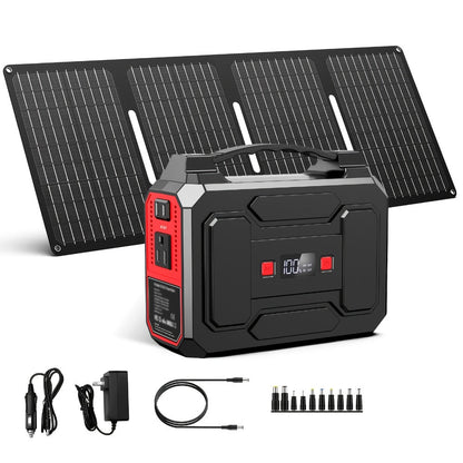 100W 146Wh Portable Power Station Solar Generator with 40W Foldable Solar Panel, 146Wh Backup Battery for Camping Hiking RV Emergency