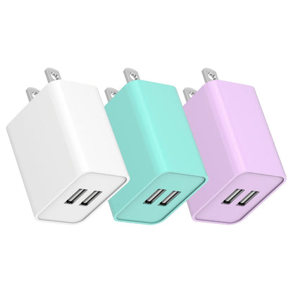 USB Wall Charger Cube Multi-Pack 2/3/4-Pack Dual Port 5V 2.1A with Short Circuit Protection
