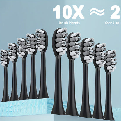 IPX8 Sonic Electric Toothbrush with 8 Replacement Brush Heads – Metal Shaft, USB Rechargeable 500mAh, Travel Case & Holder