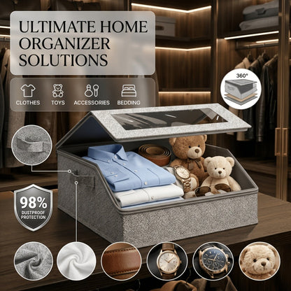 Baseball Cap Organizer for Closet, Large Hat Storage Box Holds 24 Ball Caps, Clear Window, Dustproof
