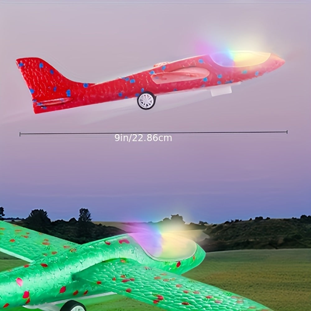 Foam Airplane Launcher Toy Set with 3 Foam Planes & Catapult, 2 Flight Modes Outdoor Flying Glider Toy for Kids Boys Girls Ages 3+