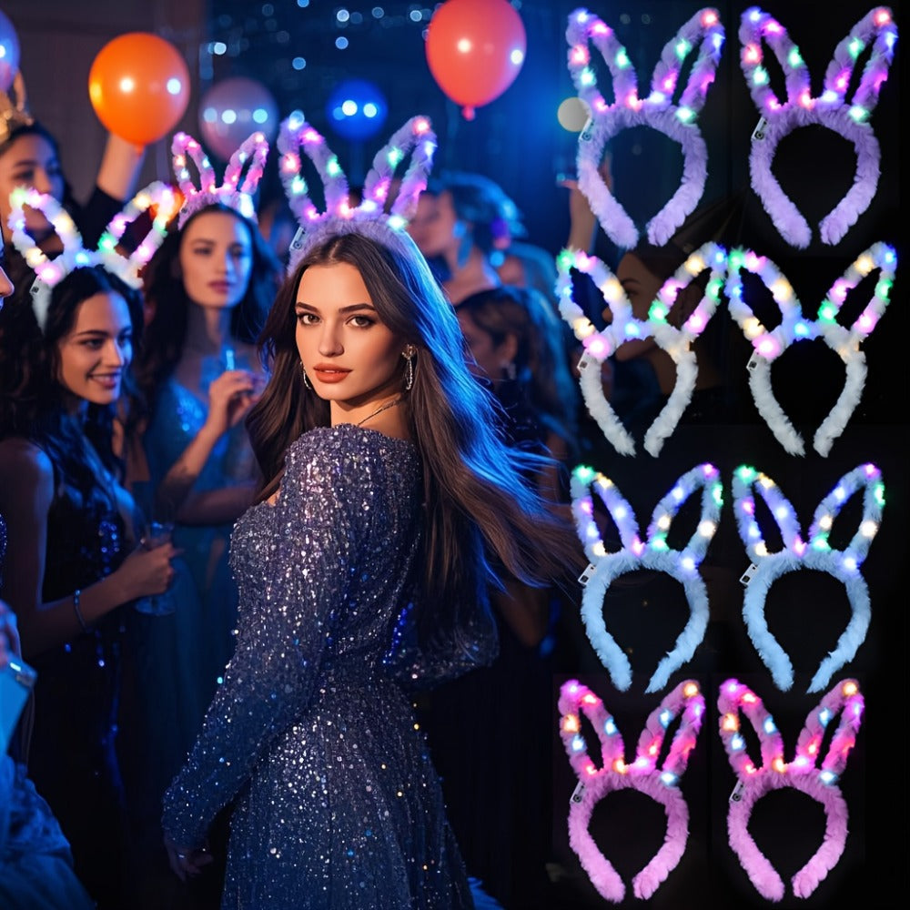 LED Bunny Ear Headbands 25-Pack for Parties, Celebrations and Guest Favors, with the Listed Configuration