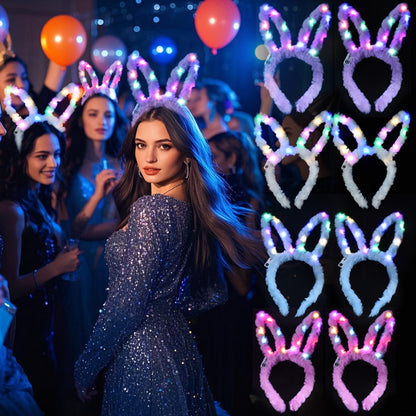 LED Bunny Ear Headbands 25-Pack for Parties, Celebrations and Guest Favors, with the Listed Configuration