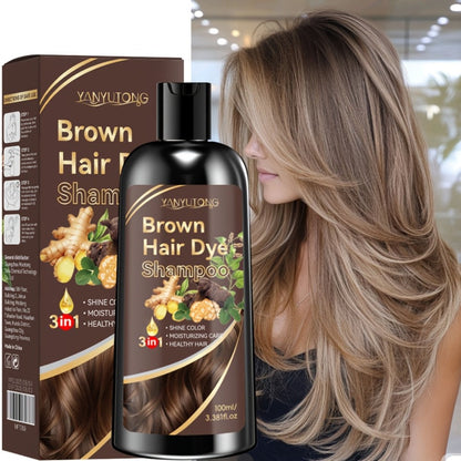 Hair Dye Shampoo Natural Plant Pigments, Fast Gray Hair Coverage in 1 Wash, 3.38oz Travel Size, Black Brown Chestnut Brown