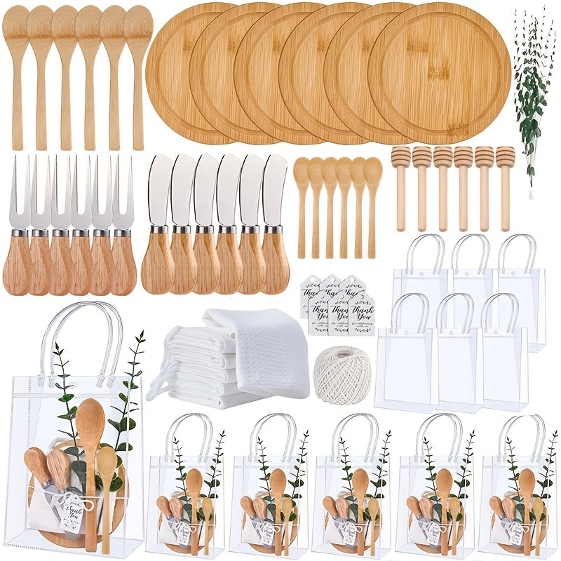 Pizza Board Gift Set with Knives Spoons Gift Bag and Kitchen Towel - Charcuterie Cheese Board Set for Bridal Shower Party Favor