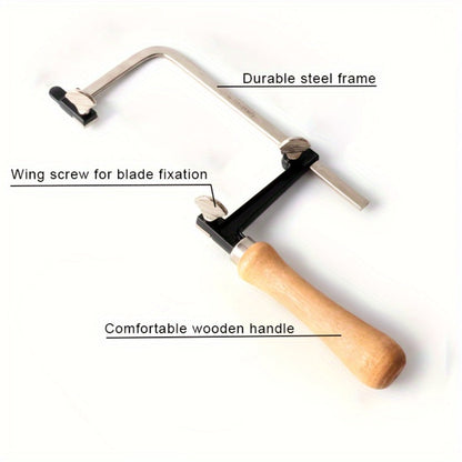 Hand Saw Kit with 12 Blades, Adjustable Jewelry Making Saw Frame, Multi-Function Manual Cutting Tool for Wood