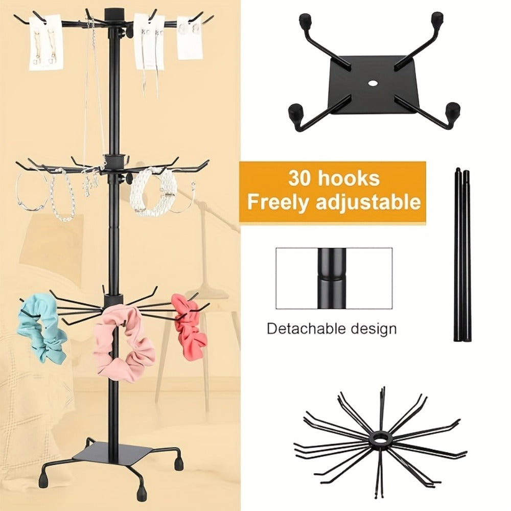 Display Rack - Rotating 3 Tier Adjustable Jewelry Stand with Spinning Base for Jewelry - main product view
