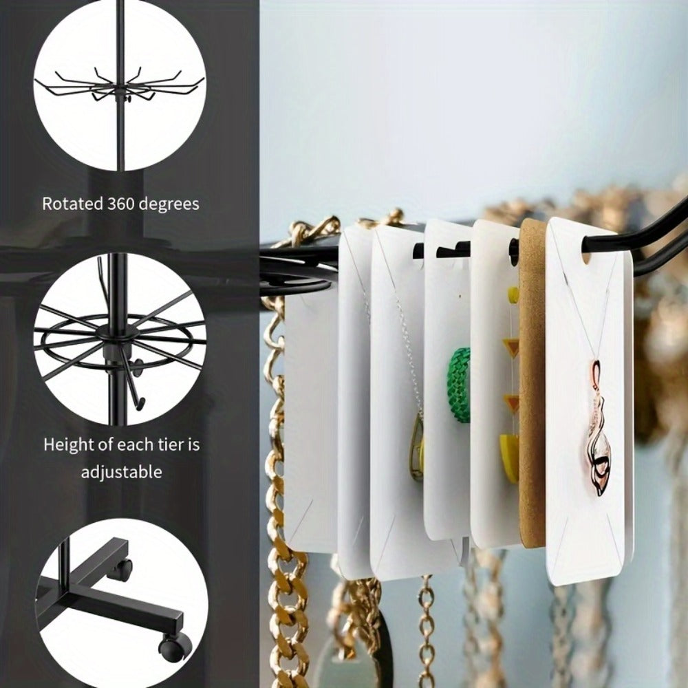 Display Rack - Rotating 3 Tier Adjustable Jewelry Stand with Spinning Base for Jewelry - product detail view 9