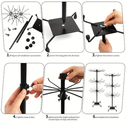 Display Rack - Rotating 3 Tier Adjustable Jewelry Stand with Spinning Base for Jewelry - product detail view 11