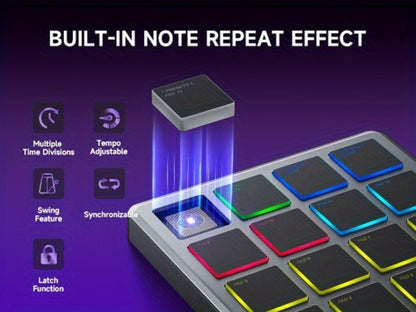 Donner Starrypad Mini MIDI Controller with 16 RGB Pads and Wireless detail image - detail view 15