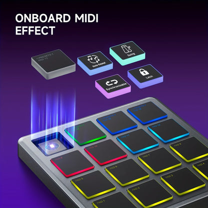 Donner Starrypad Mini MIDI Controller with 16 RGB Pads and Wireless detail image - detail view 5