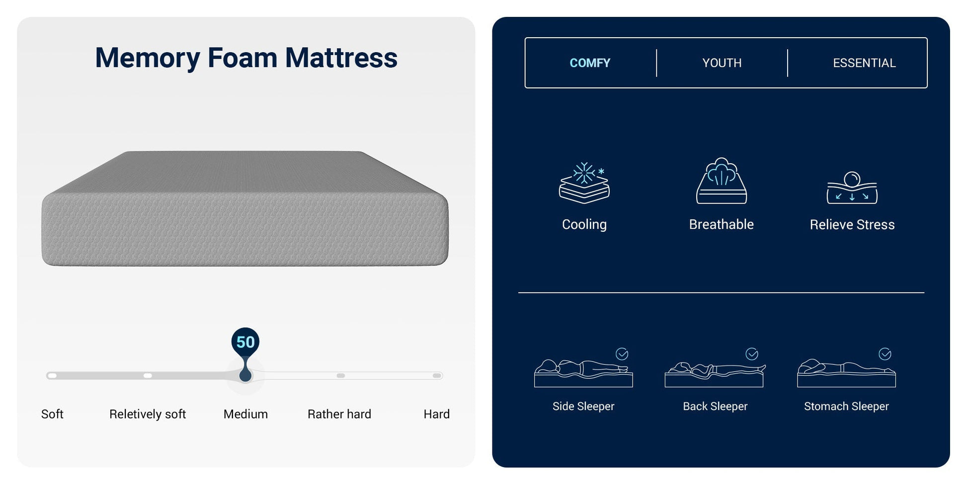 Double-Sided Bamboo Mattress with Memory Foam for Bedroom Comfort and Support detail image - detail view 25