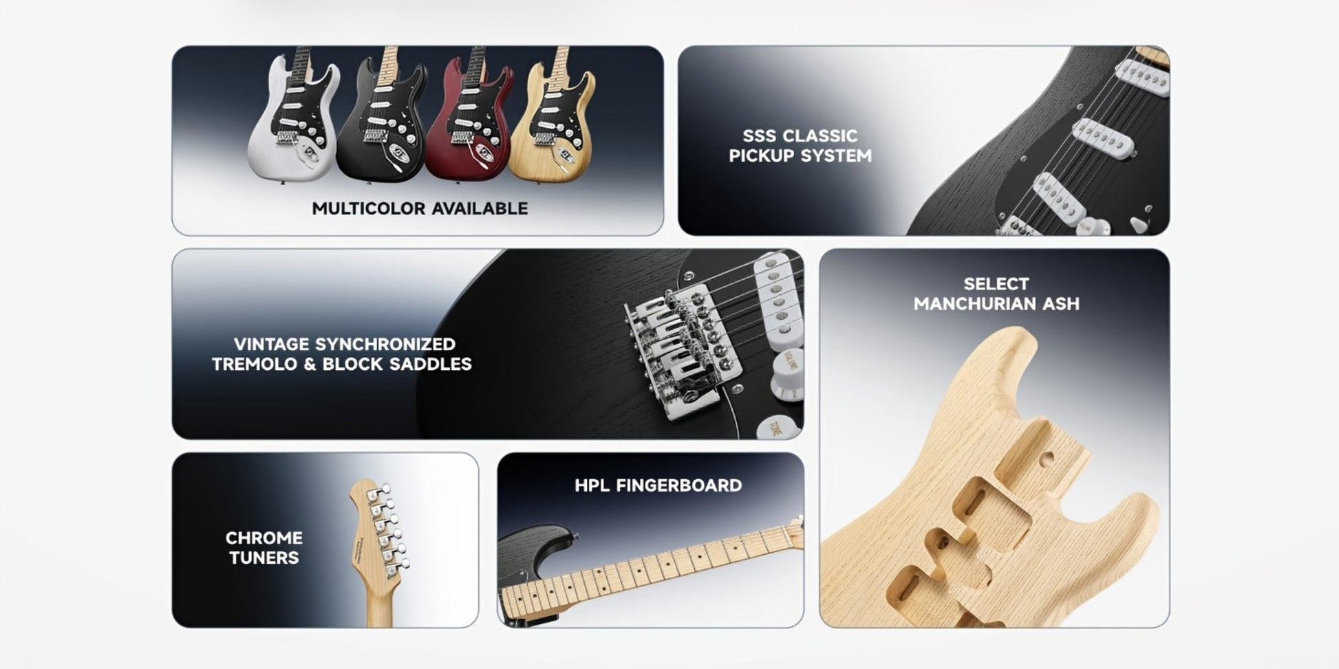 DST-80 Full Size Electric Guitar Kit with SSS Pickups and Amplifier detail image - detail view 16