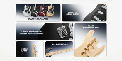 DST-80 Full Size Electric Guitar Kit with SSS Pickups and Amplifier detail image - detail view 16