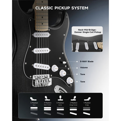DST-80 Full Size Electric Guitar Kit with SSS Pickups and Amplifier detail image - detail view 4
