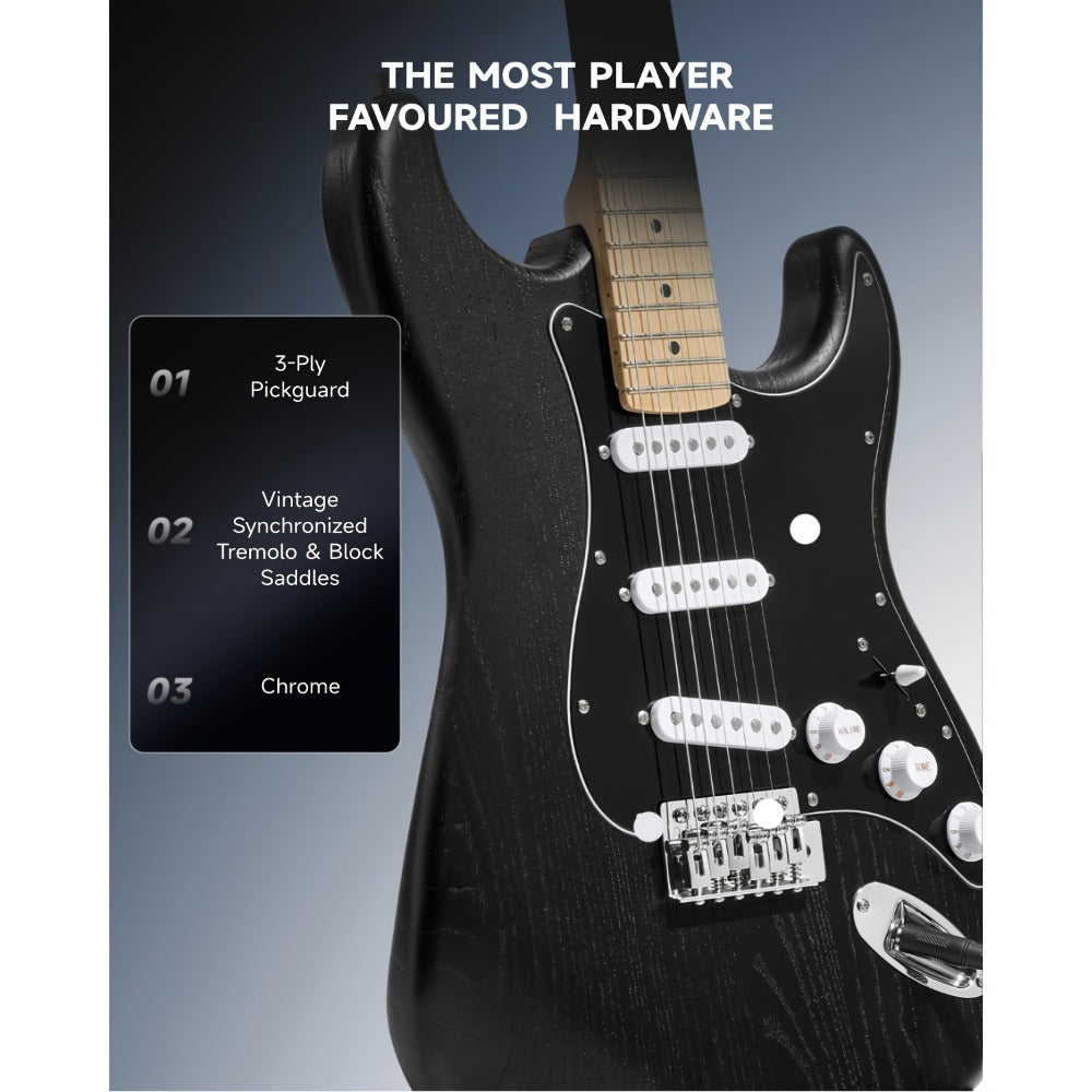 DST-80 Full Size Electric Guitar Kit with SSS Pickups and Amplifier detail image - detail view 6