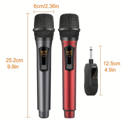 Dual Wireless Handheld Microphone System with Rechargeable Receiver detail image
