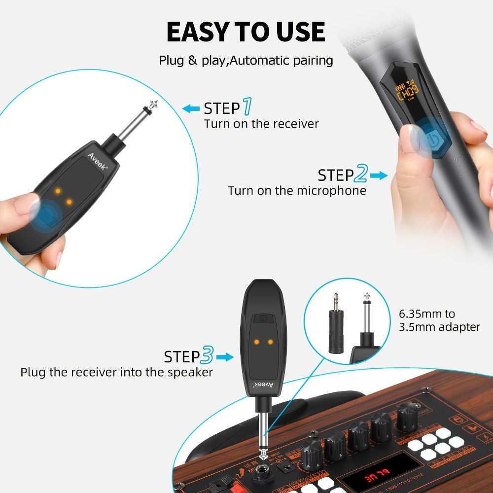 Dual Wireless Handheld Microphone System with Rechargeable Receiver detail image - detail view 4