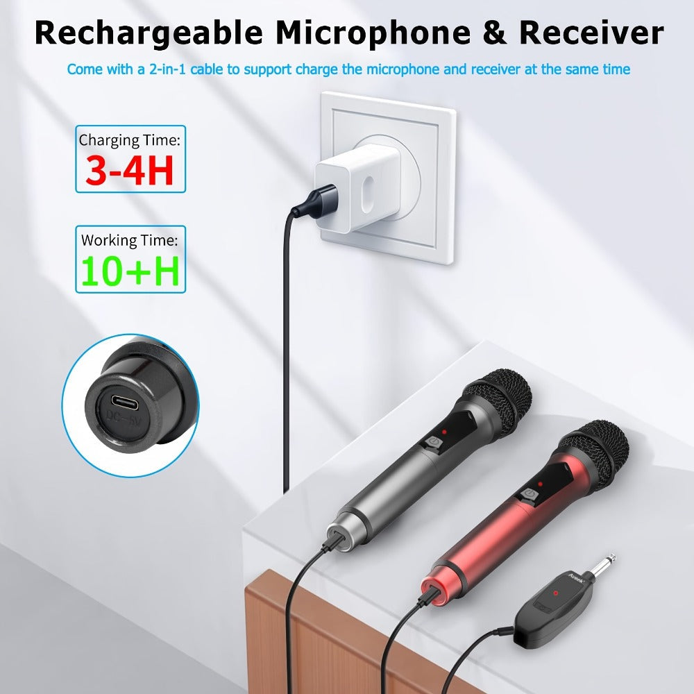 Dual Wireless Handheld Microphone System with Rechargeable Receiver detail image - detail view 5