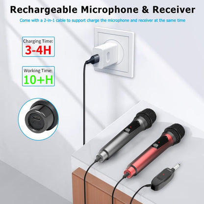 Dual Wireless Handheld Microphone System with Rechargeable Receiver detail image - detail view 5