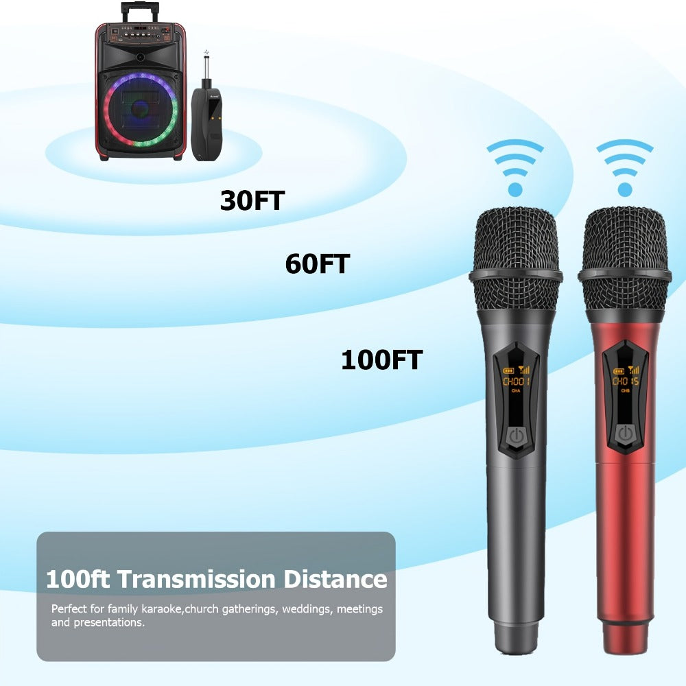 Dual Wireless Handheld Microphone System with Rechargeable Receiver detail image - detail view 6