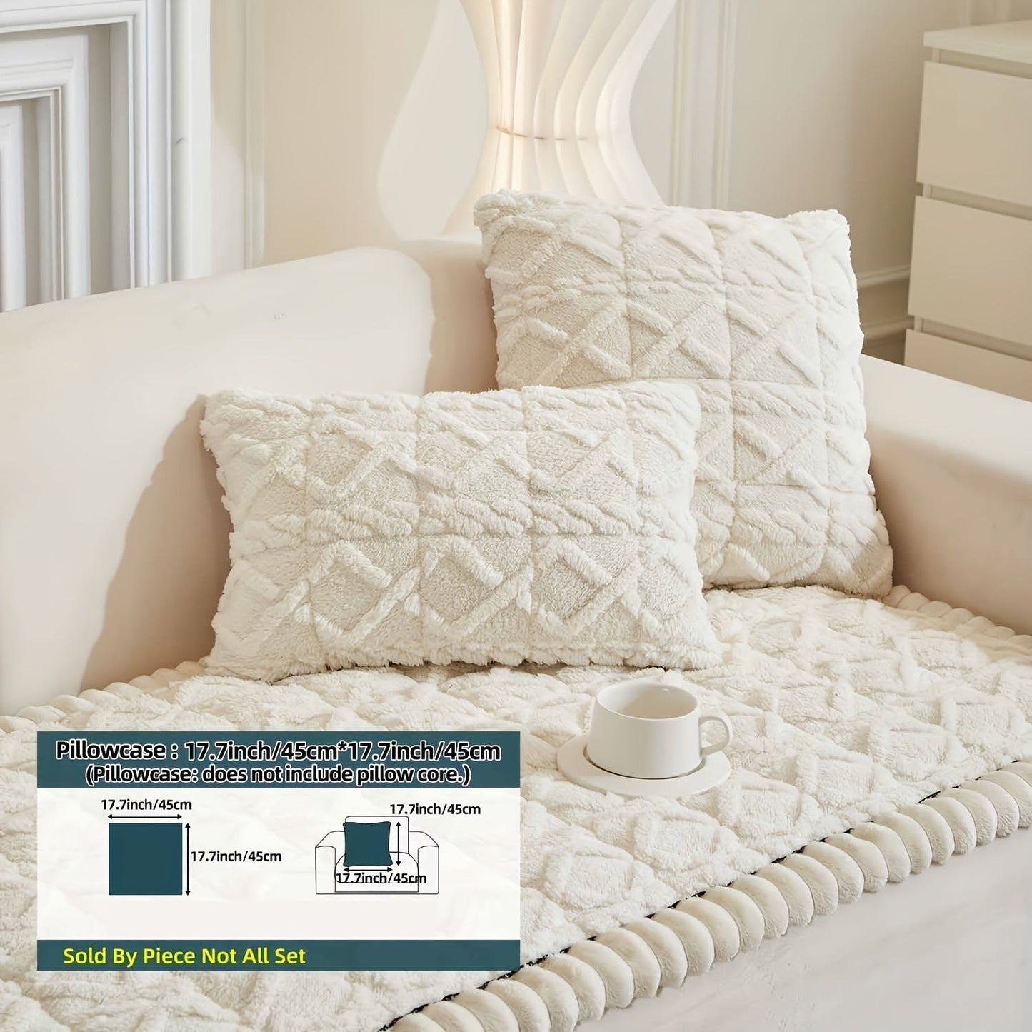 Sofa Cover Bohemian Quilted Shu Velveteen Panels with Ruffles and Design in Five Colors with Model-Specific Size and Color Options