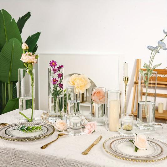 Clear Glass Cylinder Candle Holder Vases 12/24/36/48 Pcs, 4 6 8 10 Inch Tall Hurricane Floating Candle Vase