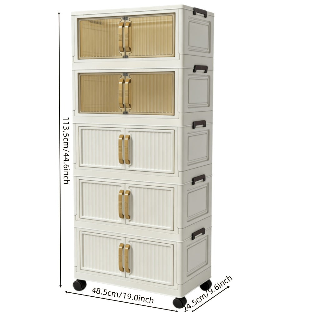 Shoe Cabinet Entryway Organizer, Multi-Functional Foldable Storage Cabinet 3/5 Tier Large, Space-Saving Closet Organizer for Entrance