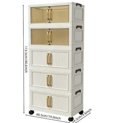 Shoe Cabinet Entryway Organizer, Multi-Functional Foldable Storage Cabinet 3/5 Tier Large, Space-Saving Closet Organizer for Entrance