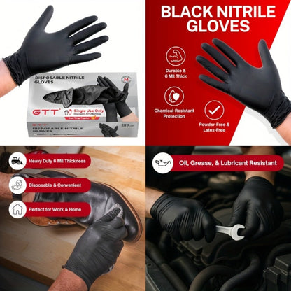 Nitrile Disposable Gloves 200 Count, Black Latex-Free Powder-Free Exam Gloves, Touchscreen Compatible