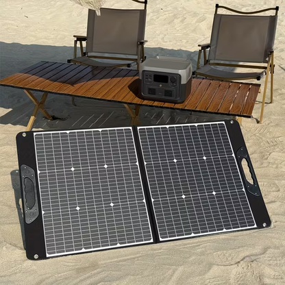 Foldable Solar Panel 200W 23.5% High Efficiency 20V Portable with 2 Brackets Solar Cable for Camping RV for Garden, Patio and Yard Use