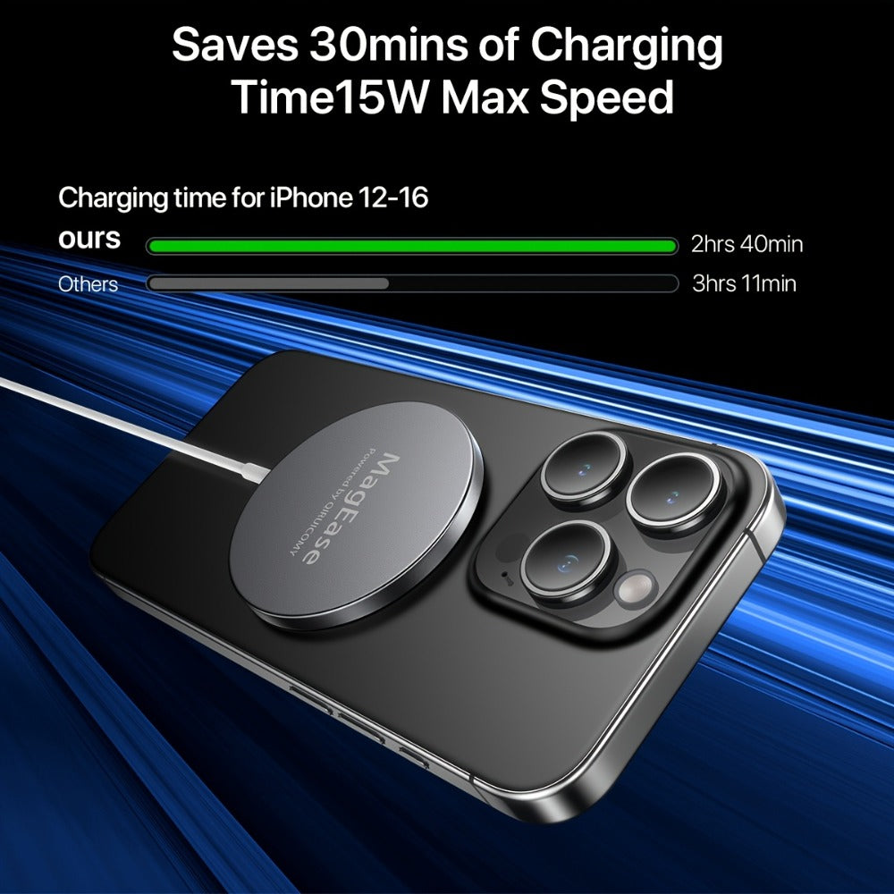 MagSafe Magnetic Wireless Charging Pad 15W Snap Alignment, Fast Charger for iPhone 17/16/15/14/13/12 & AirPods Pro/3/2