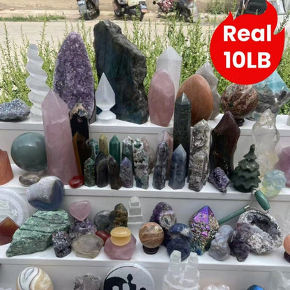 10LB Mixed Crystals Bulk Lot Natural Gemstones Towers Spheres Clusters Rough Stones Healing Crystals Collection Gift Set Decorative