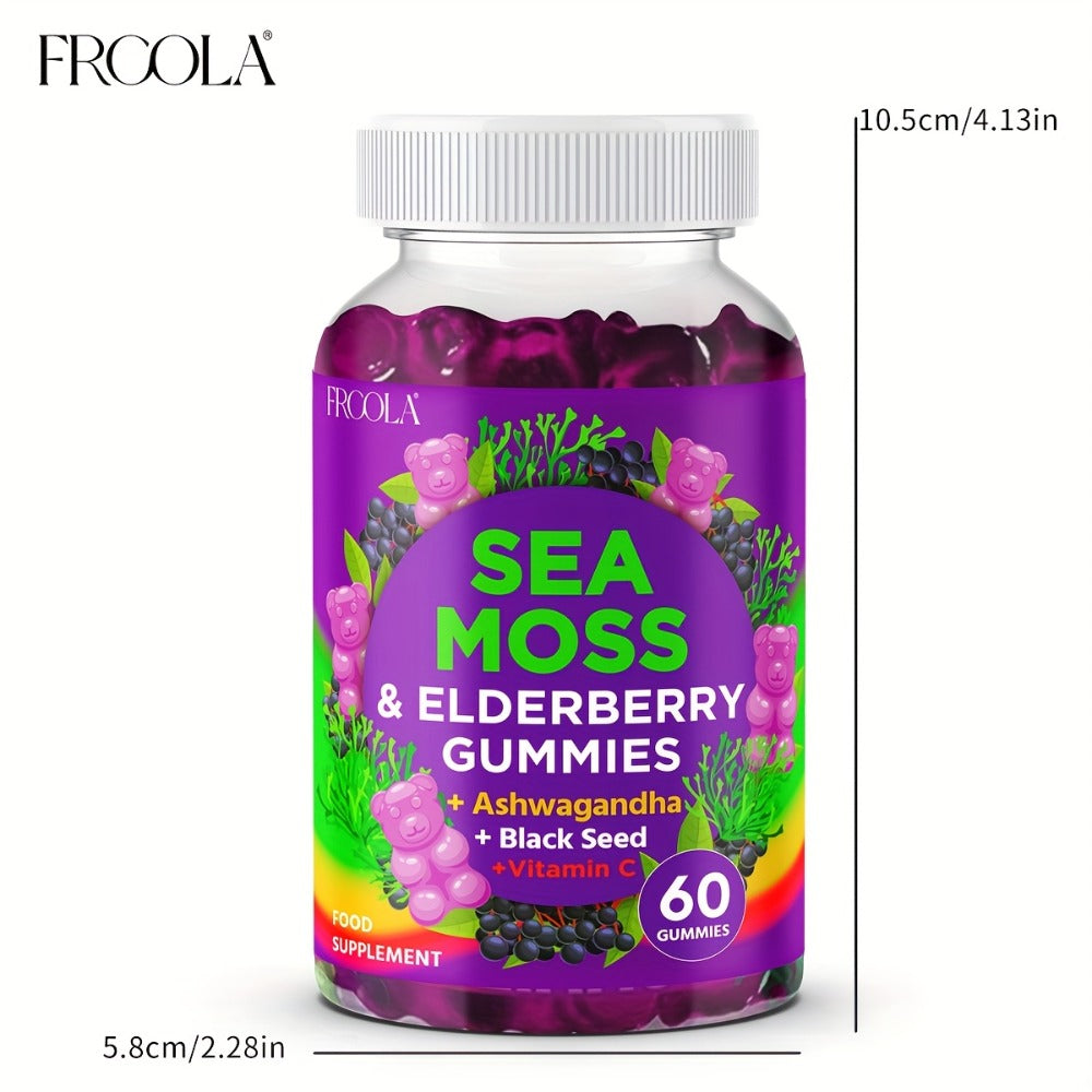 9-in-1 Sea Moss Gummies with Shilajit, Elderberry, Ginger, Turmeric, Ashwagandha & Black Seed Oil