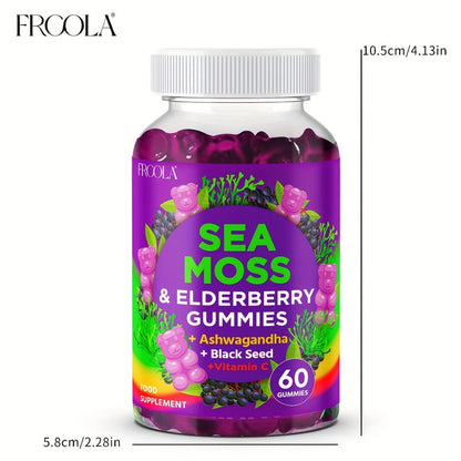 9-in-1 Sea Moss Gummies with Shilajit, Elderberry, Ginger, Turmeric, Ashwagandha & Black Seed Oil