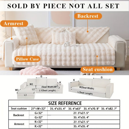 Sofa Cover Thick Faux Rabbit Plush Panels with Backing Detail for Seat, Armrest, Backrest or Pillowcase