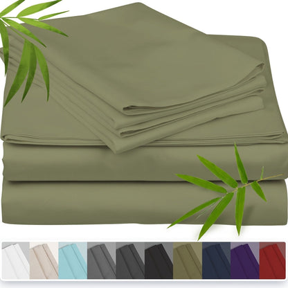 Bamboo Cooling Bed Sheet Set 3 Piece 100% Bamboo Fiber Fitted Sheet with Pillowcases – Deep Pocket Breathable Cool Sheets for Hot Sleepers