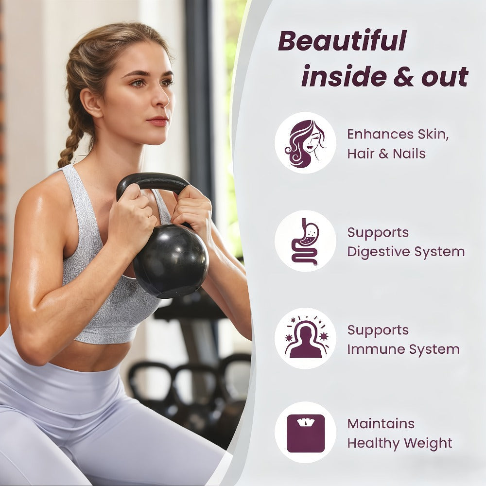 Collagen Powder Multi- Complex, Hydrolyzed Types I, II & III with Skin Nutrients for, Skin Elasticity