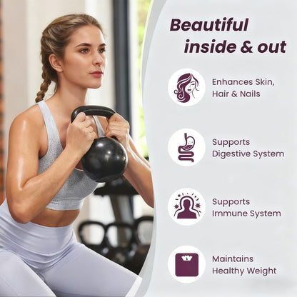 Collagen Powder Multi- Complex, Hydrolyzed Types I, II & III with Skin Nutrients for, Skin Elasticity
