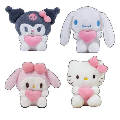Hello Kitty Kuromi Plush Set 5pcs, Official Licensed Sanrio Stuffed Animals Holding Hearts